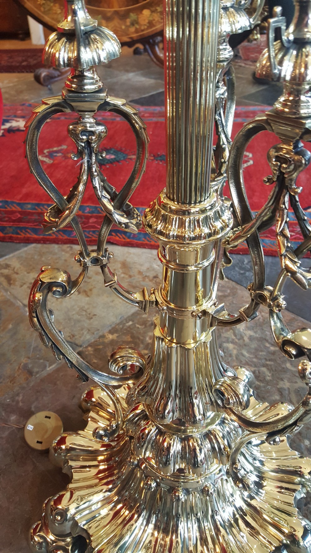  Late 19thC telescopic brass standard oil lamp View VI