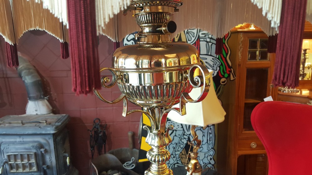  Late 19thC telescopic brass standard oil lamp View VIII