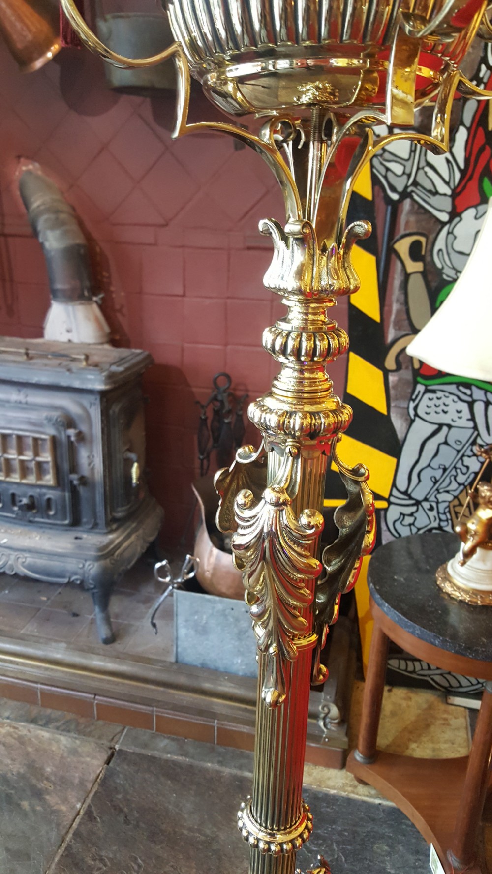  Late 19thC telescopic brass standard oil lamp View IX