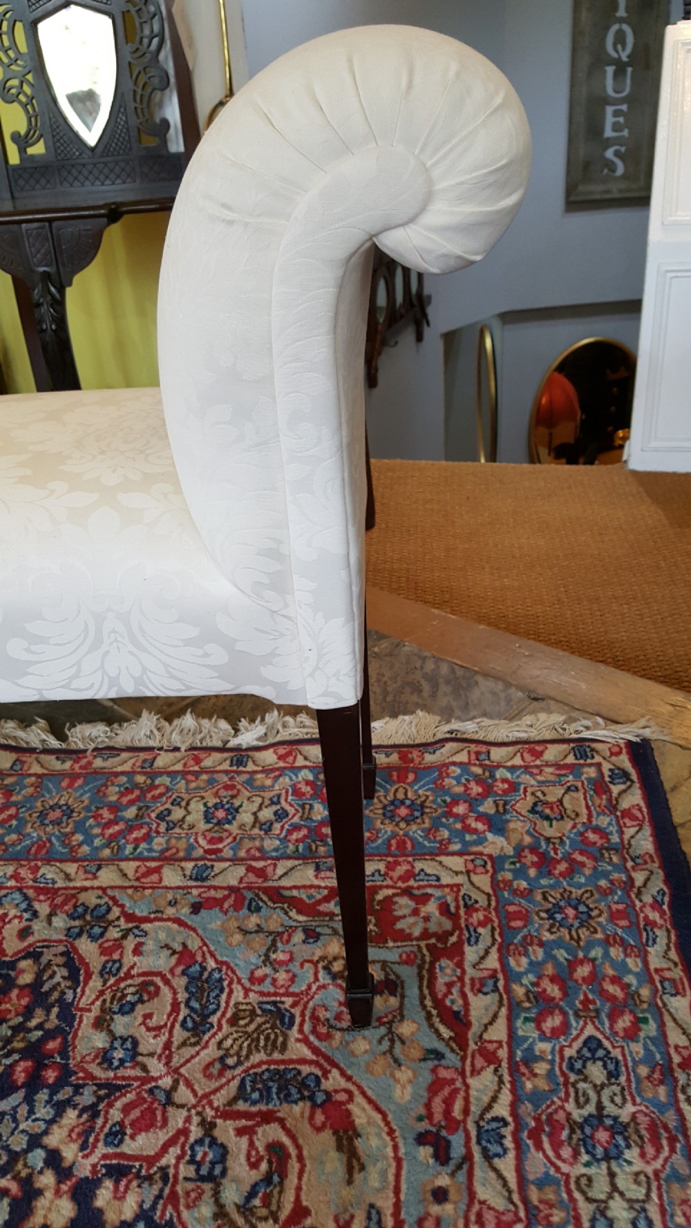 Edwardian Mahogany and Upholstered Window Seat View IV