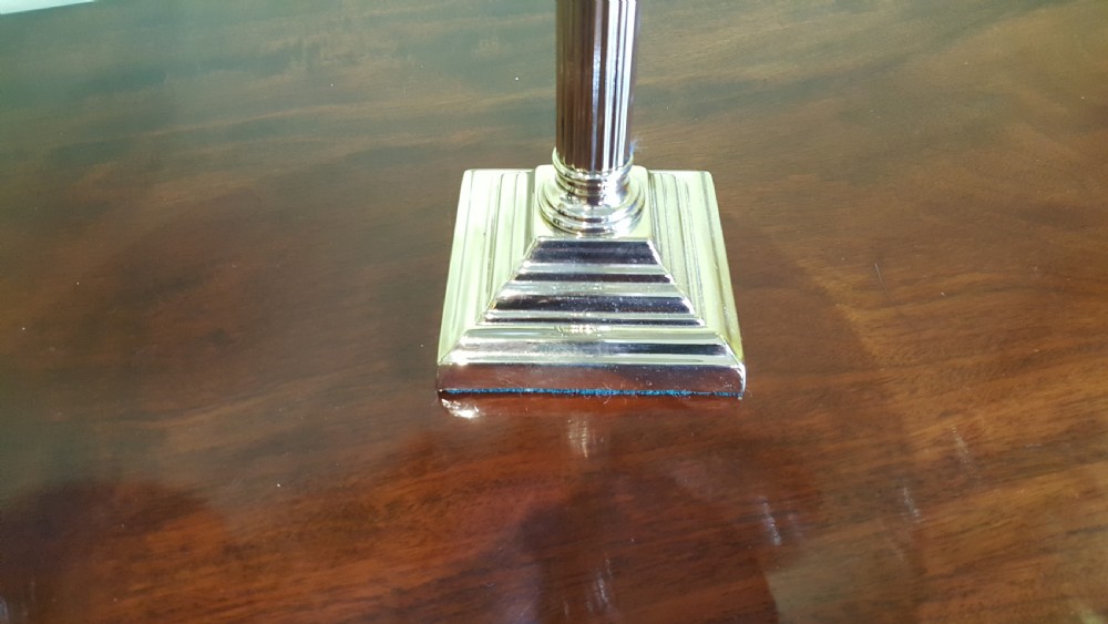 Pair of brass Corinthian column table lamps View IV