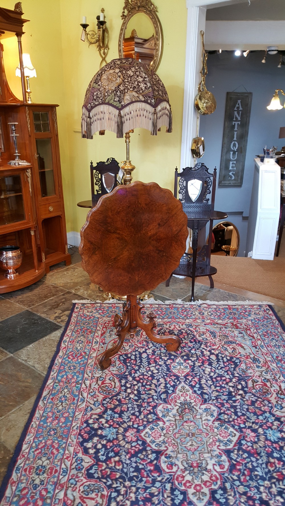 Victorian walnut tilt top occasional table View III