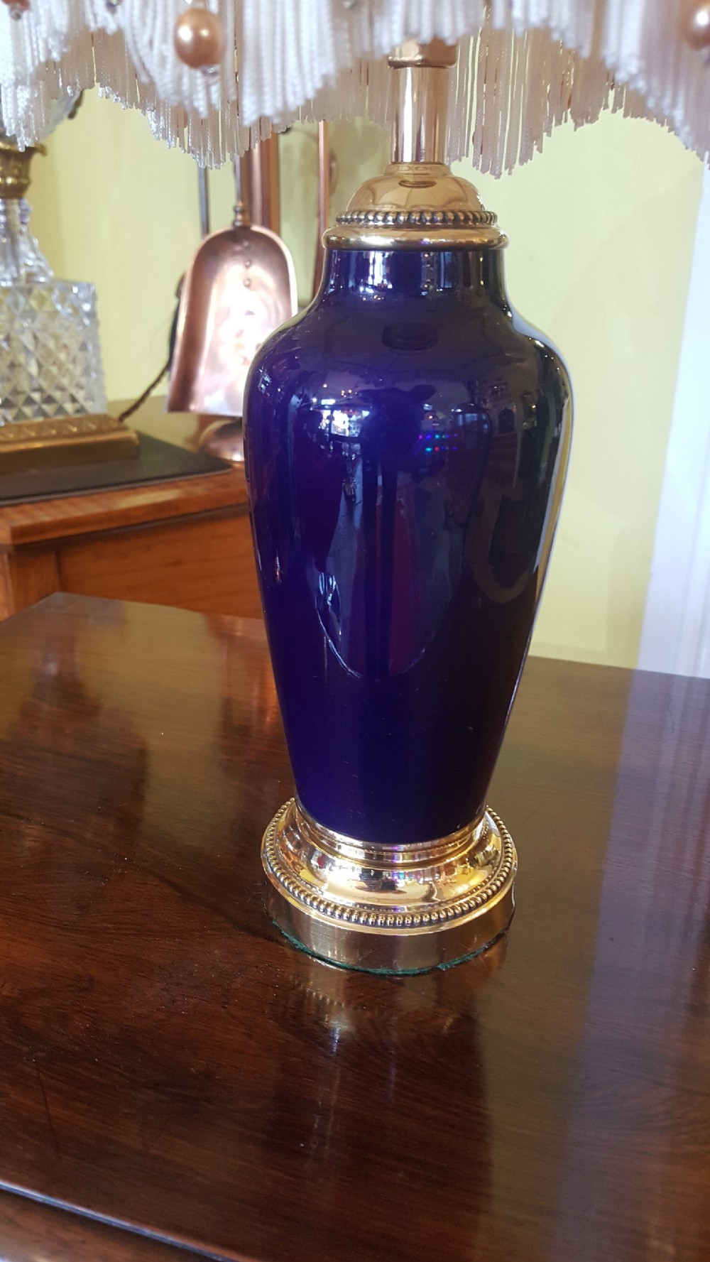 Late 19thC Blue Glaze Vase converted to a table lamp View III