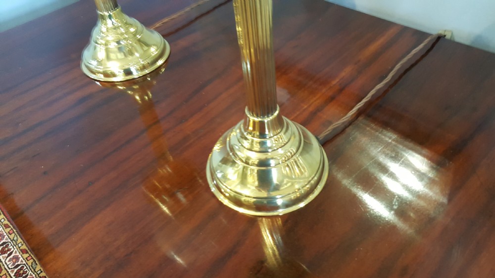 Pair of Early 20thC Brass Table Oil Lamps View V