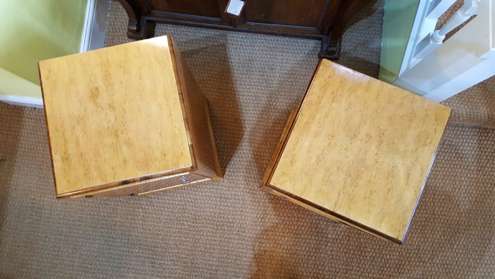 Pair of Art Deco Birdseye Mable Bedside Cabinets View III