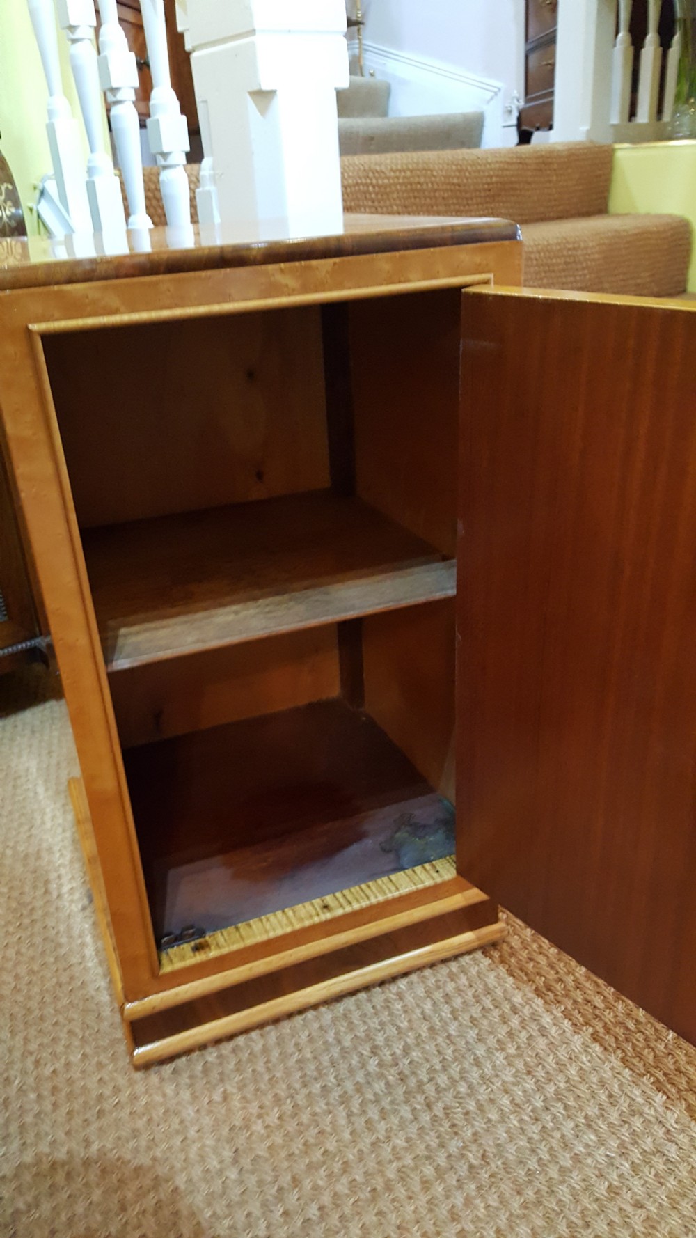 Pair of Art Deco Birdseye Mable Bedside Cabinets View V