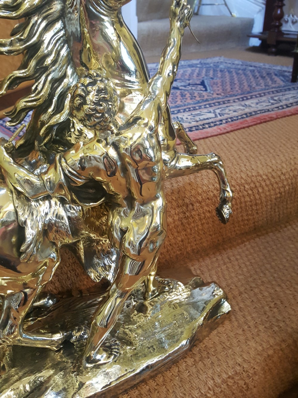 Large Pair of Victorian Brass Marly Horses View II