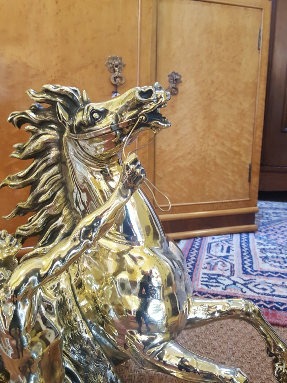 Large Pair of Victorian Brass Marly Horses View III