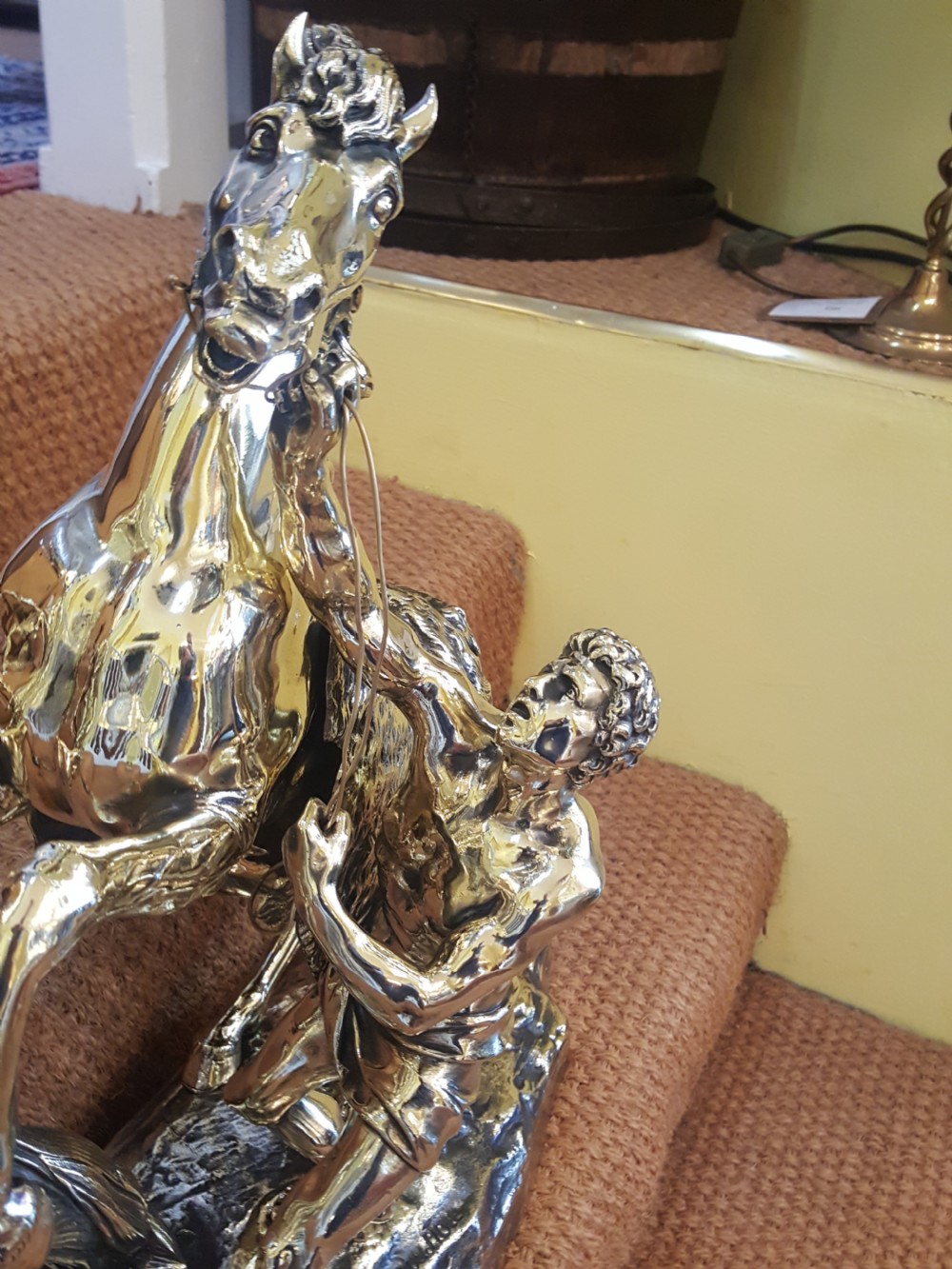 Large Pair of Victorian Brass Marly Horses View IV