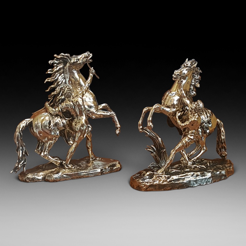 Large Pair of Victorian Brass Marly Horses