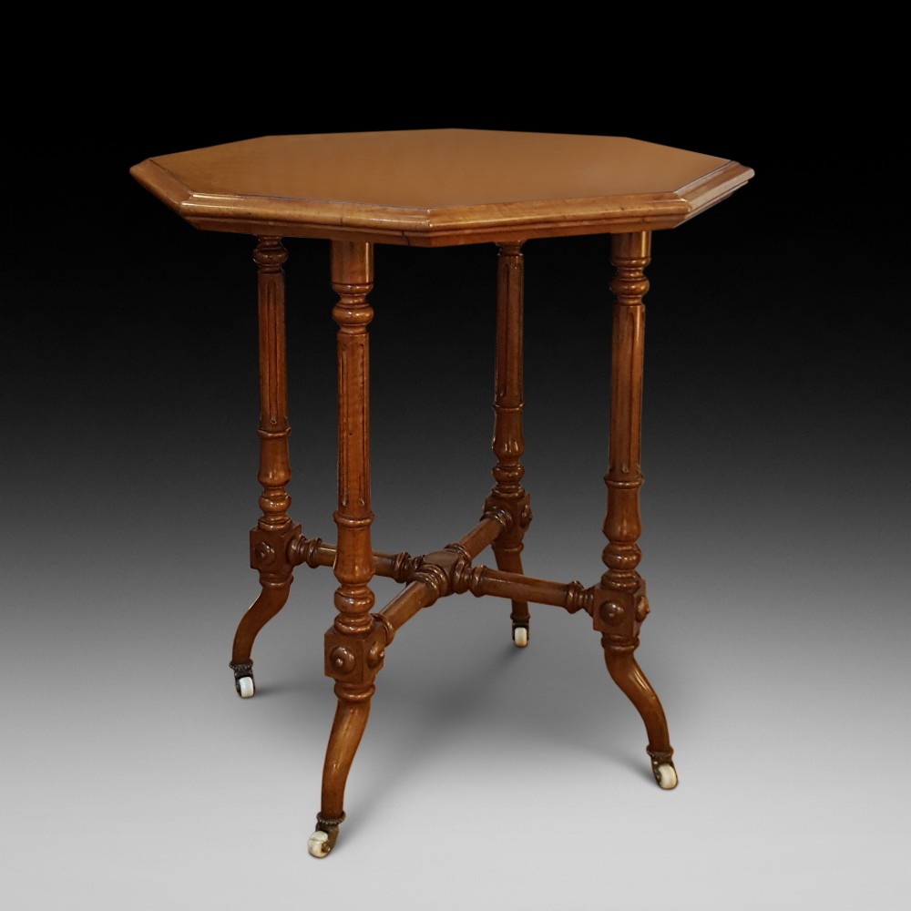 Victorian Burr Walnut Octagonal Occaisional Wine Table