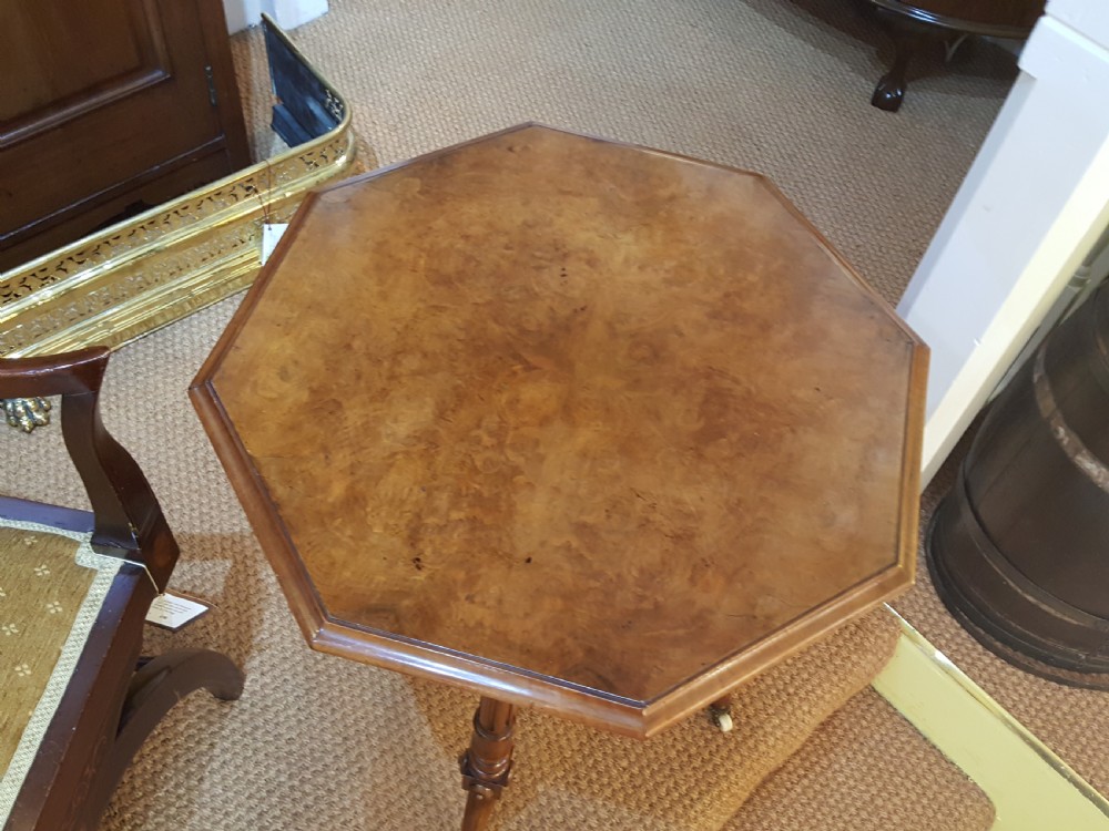 Victorian Burr Walnut Octagonal Occaisional Wine Table View IV
