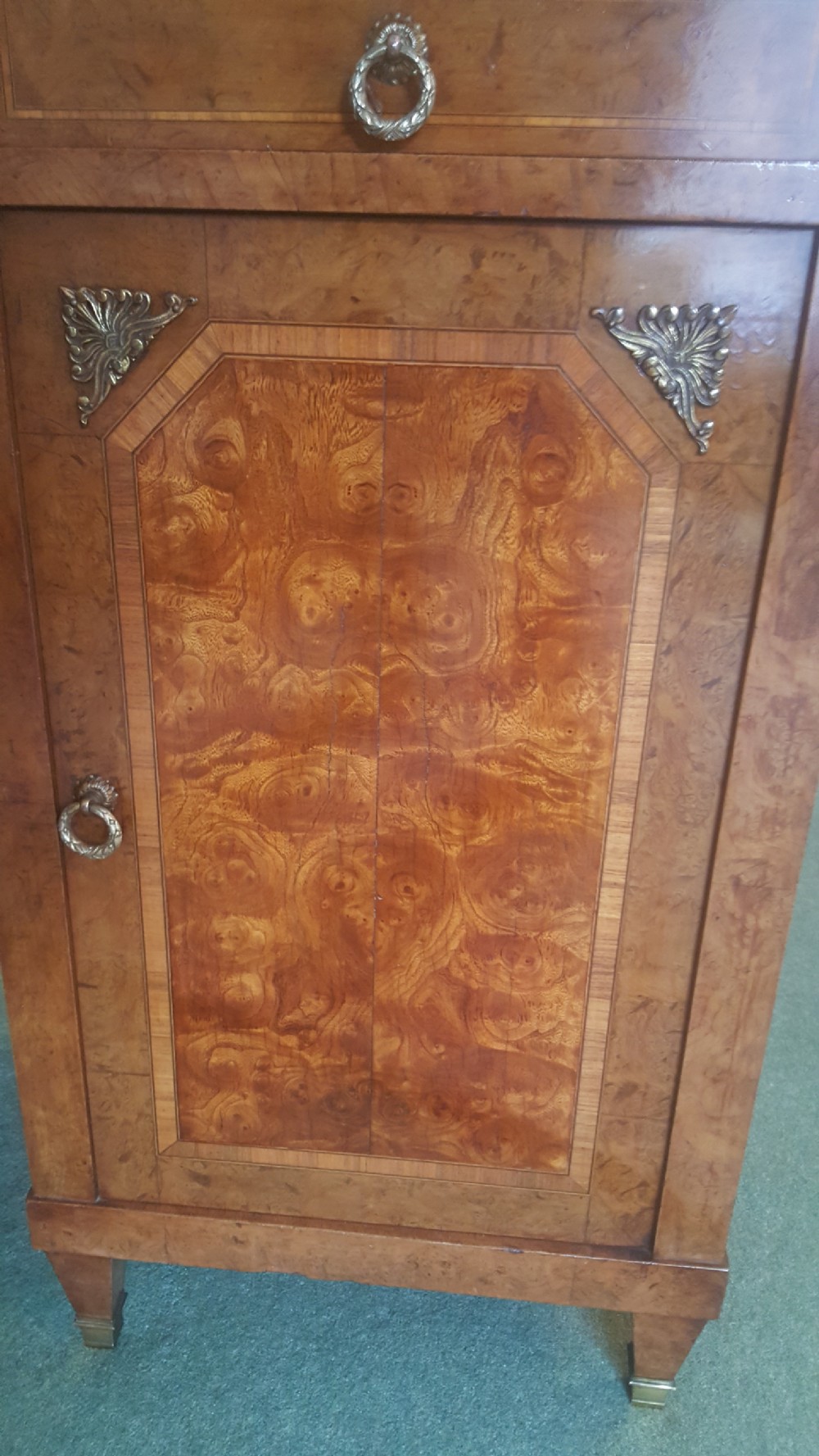 Pair of Late 19thC Burr Walnut Bedside Cabinets View II