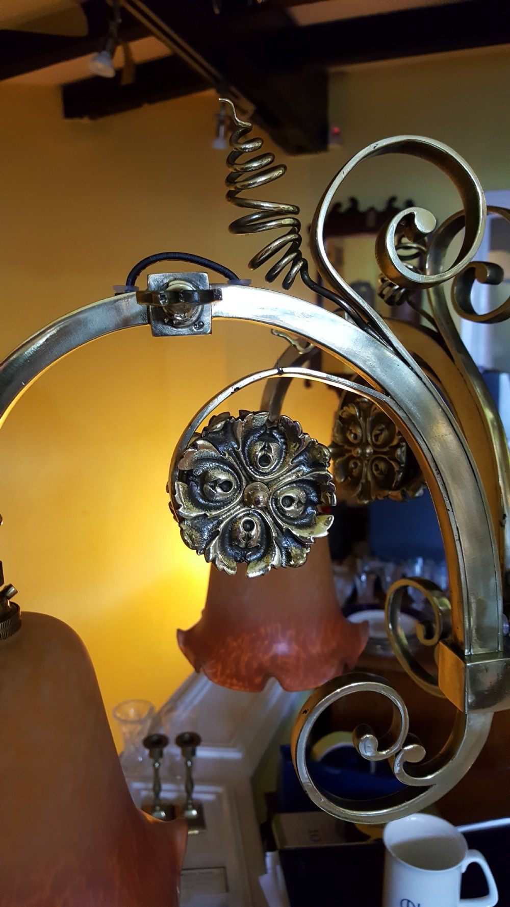 Victorian Brass Gas Powered Chandelie View II