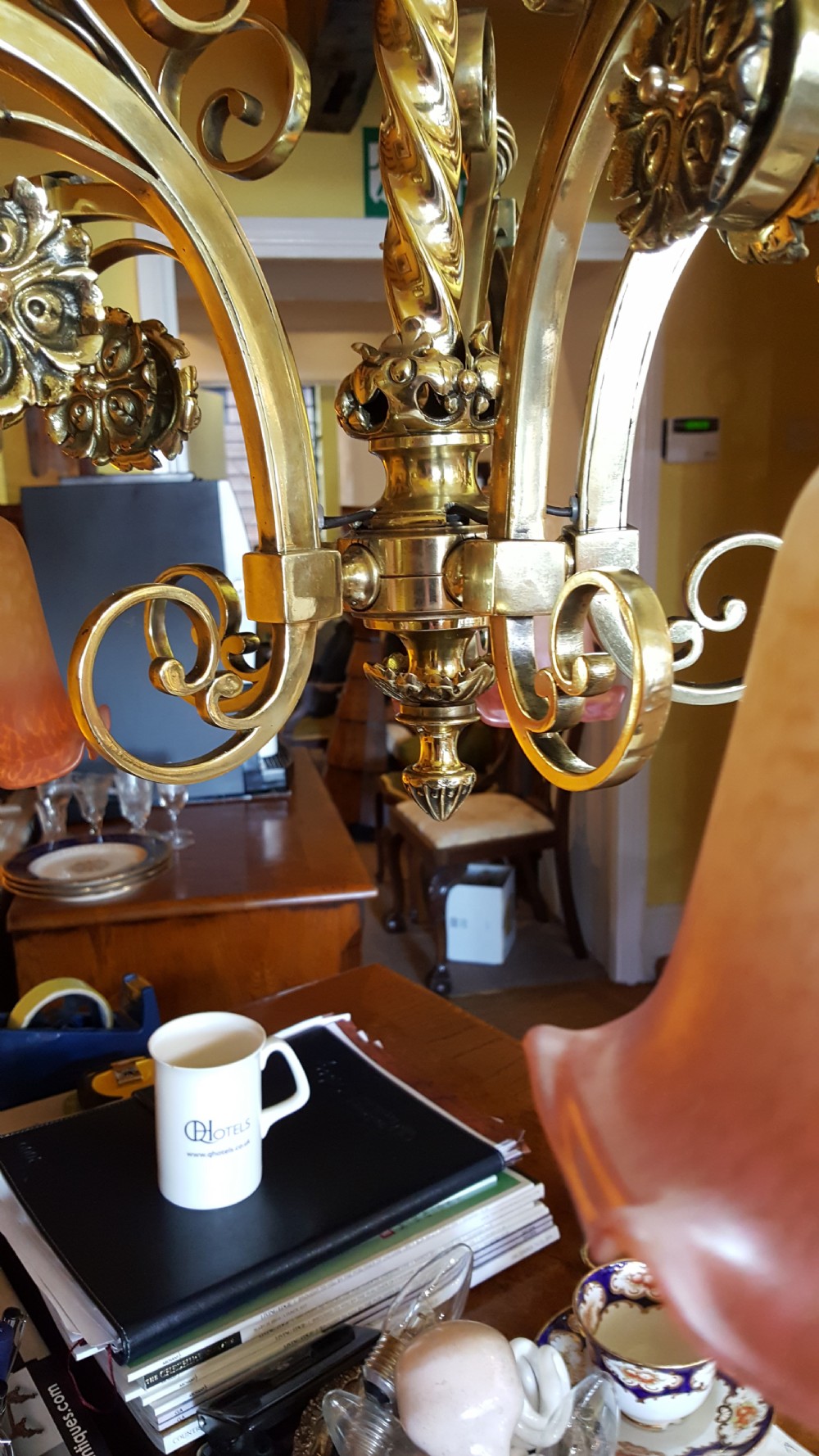 Victorian Brass Gas Powered Chandelie View IV