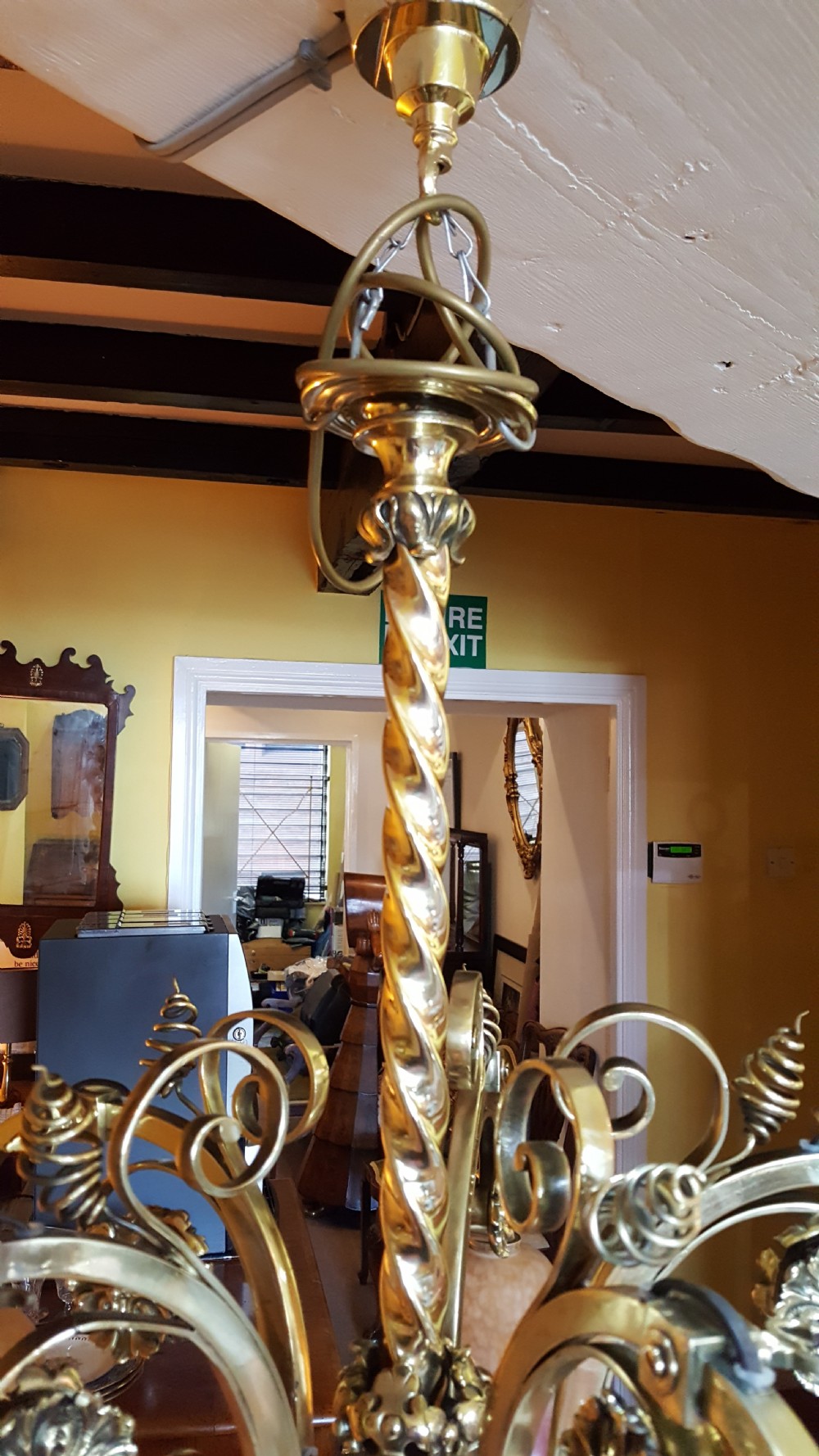 Victorian Brass Gas Powered Chandelie View VI