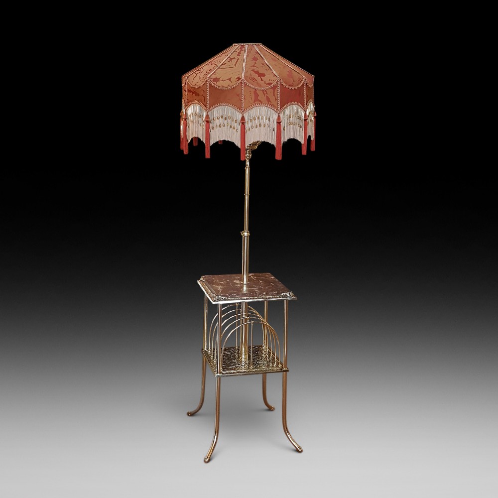 Victorian Brass Combination Standard Lamp 
