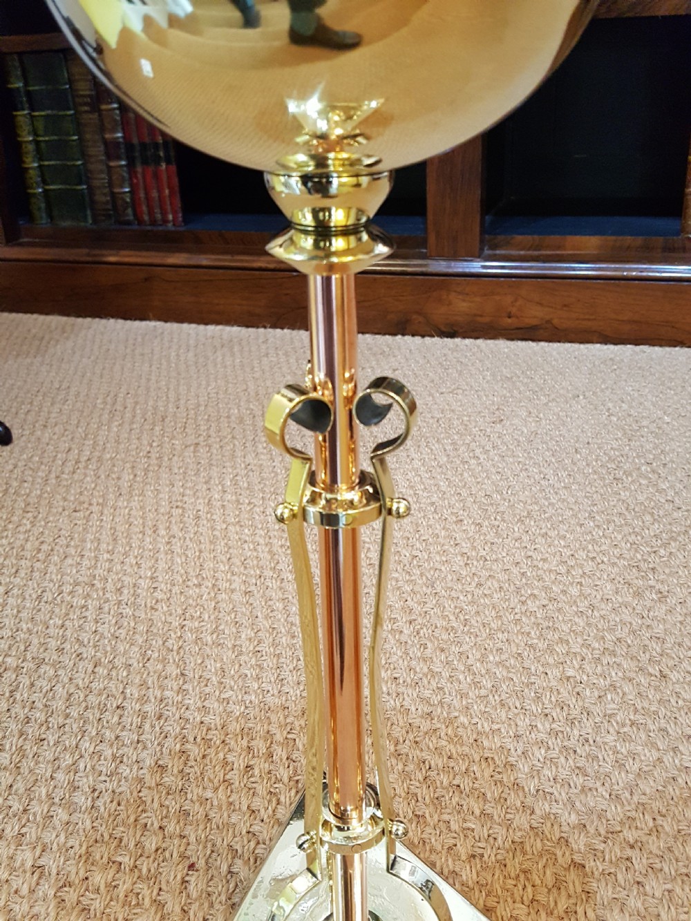 Art Nouveau copper and brass oil lamp View V
