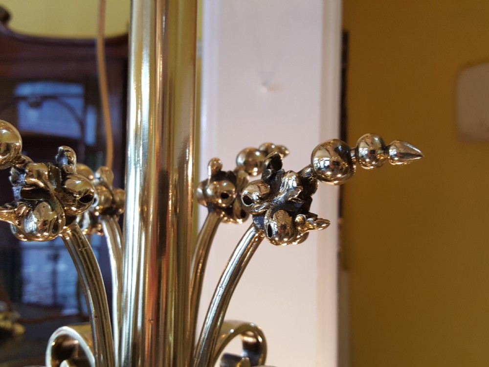 Late 19thC Brass 4 Arm Chandelier View XIII