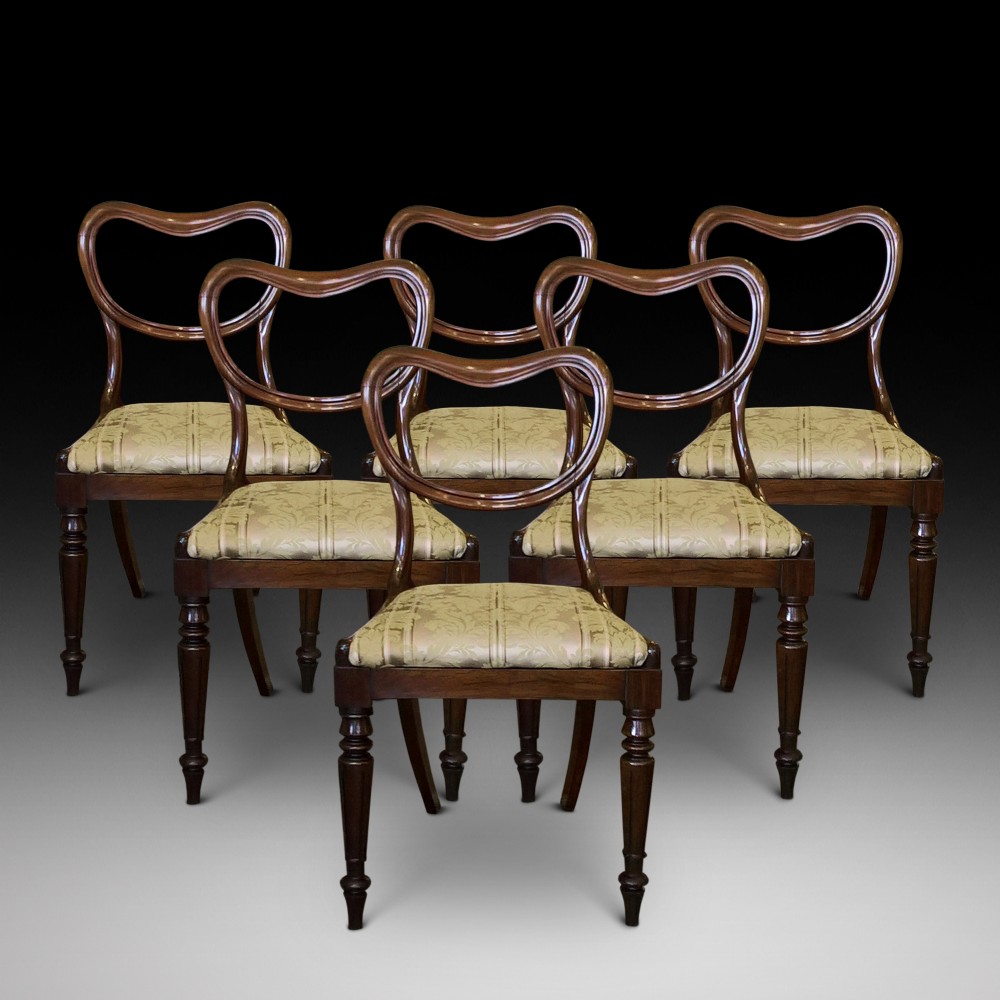 Six late Regency rosewood dining chairs