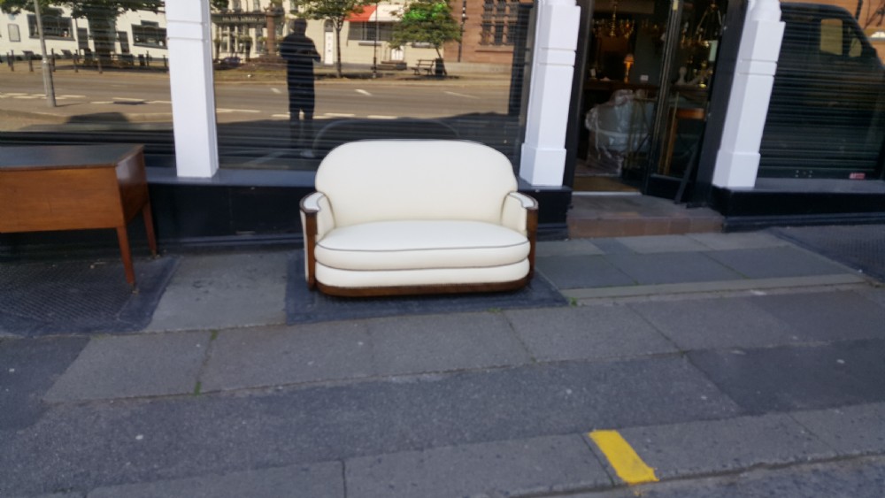 Art Deco Oak Framed Two Seater Sofa Settee View II