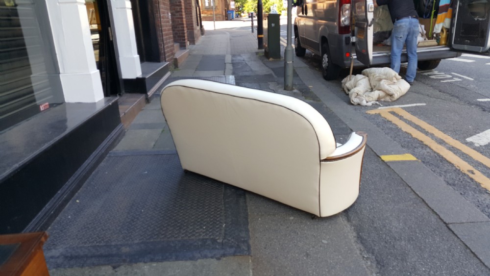 Art Deco Oak Framed Two Seater Sofa Settee View VI