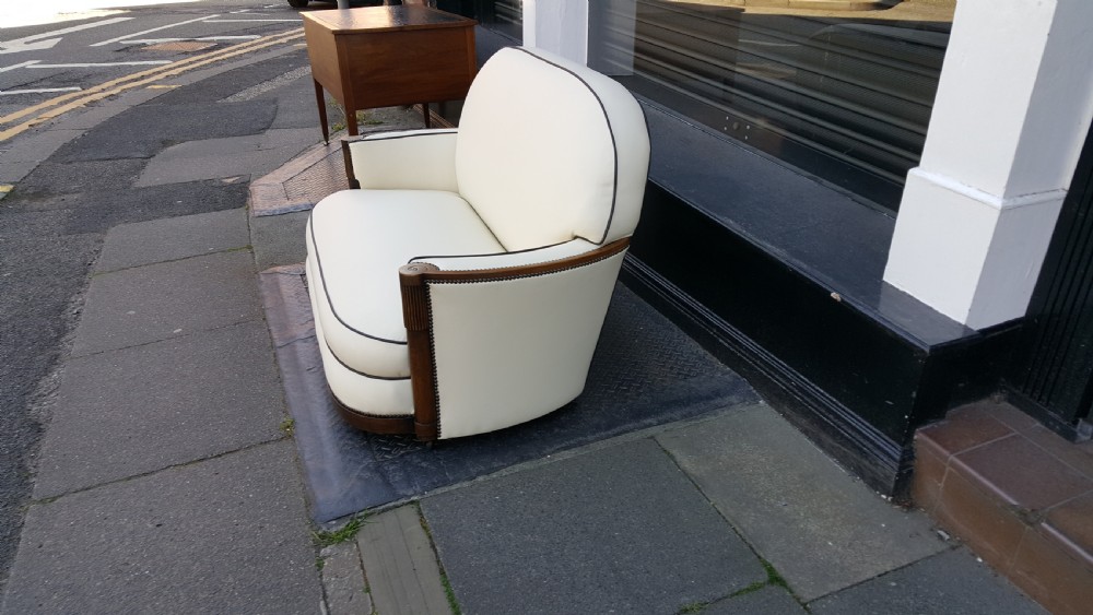 Art Deco Oak Framed Two Seater Sofa Settee View VII