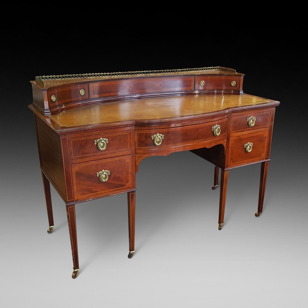 Edwardian Mahogany and Satinwood Inlaid Desk