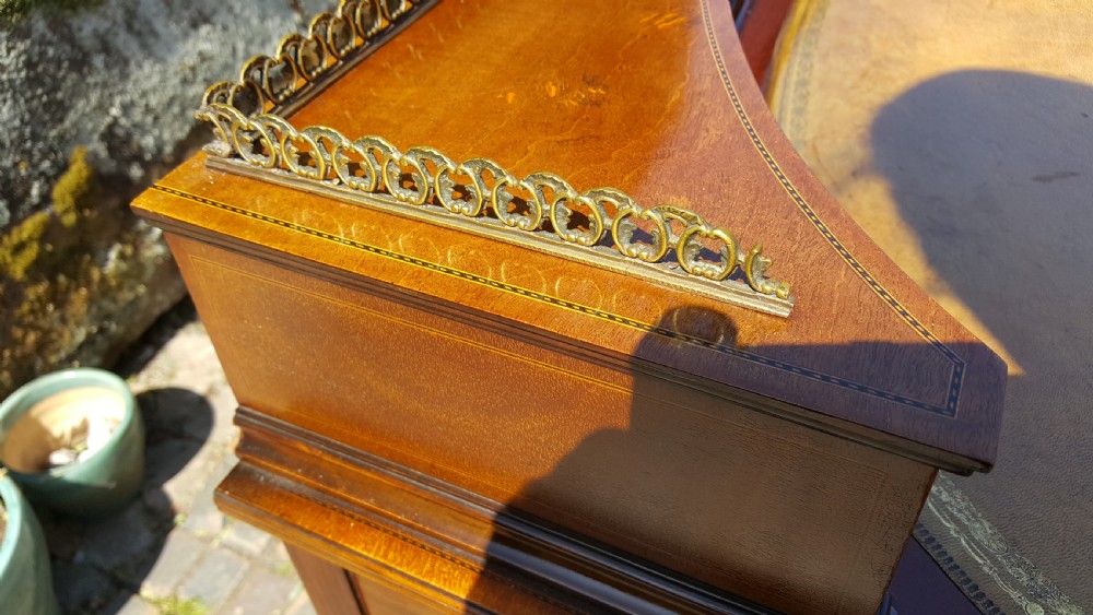 Edwardian Mahogany and Satinwood Inlaid Desk View IV