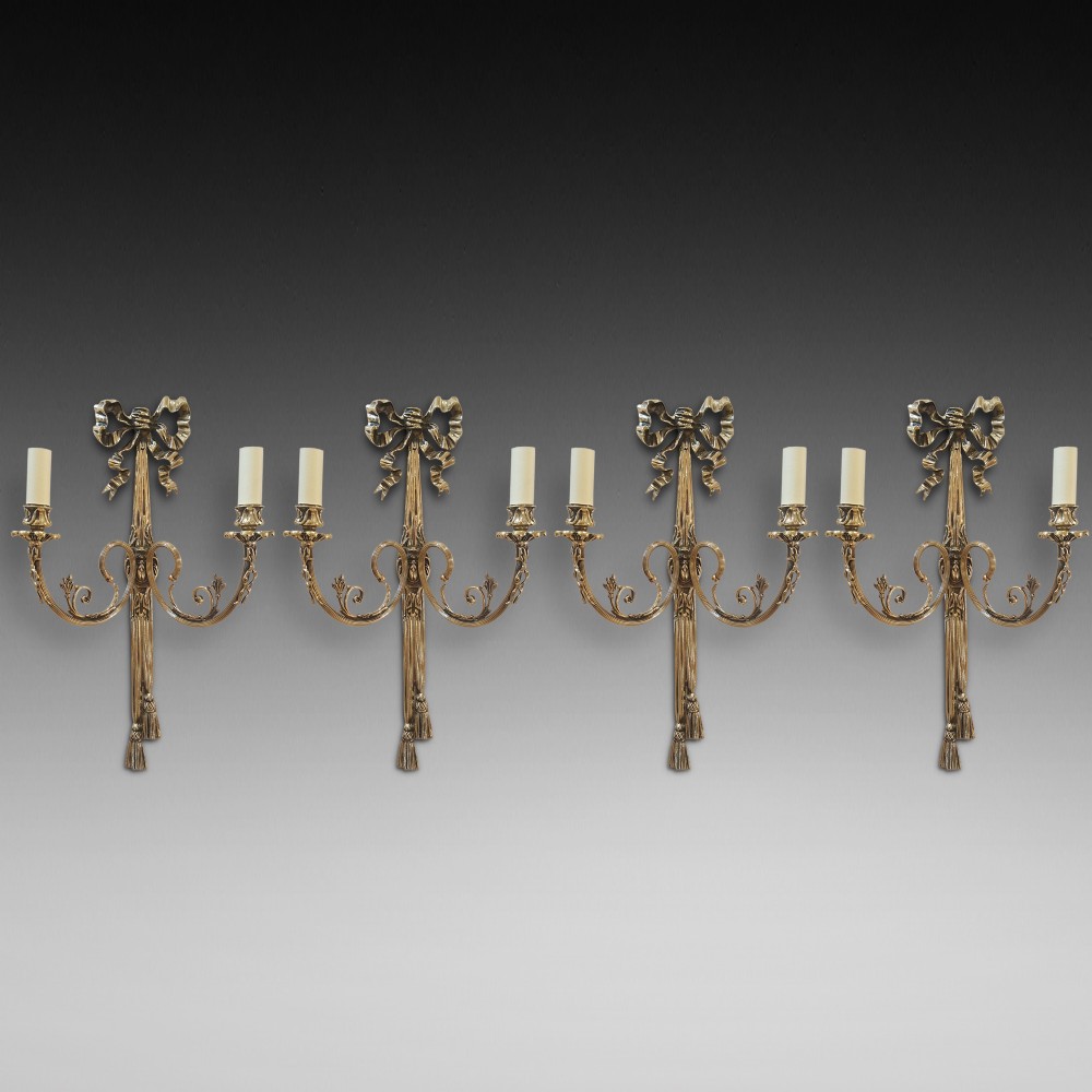Four Early 20thC Louis XVI Style Brass Wall Lights
