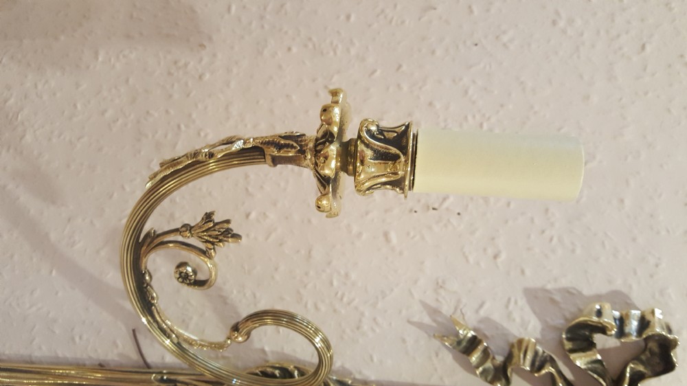 Four Early 20thC Louis XVI Style Brass Wall Lights View IV