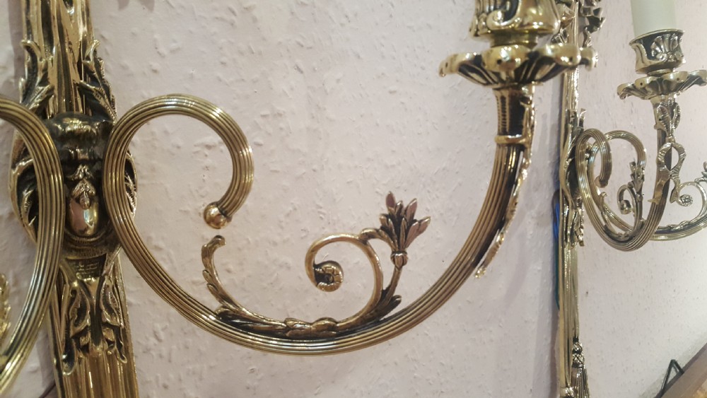 Four Early 20thC Louis XVI Style Brass Wall Lights View VII
