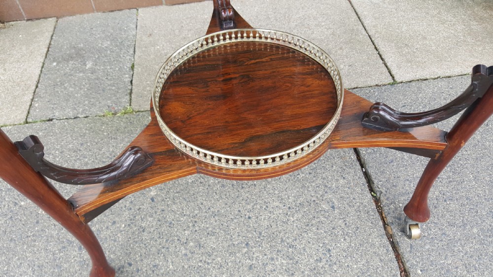 Edwardian inlaid rosewood dropleaf occasional table View VII