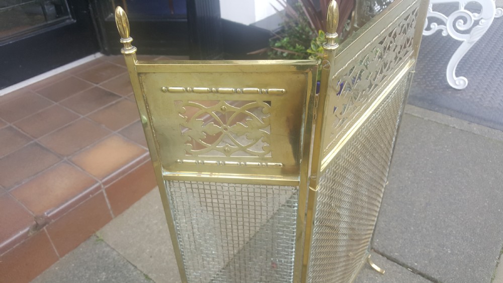 Edwardian Brass and Wire Fire Screen View II
