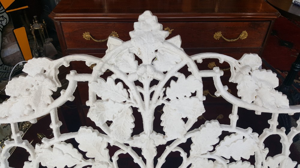 Victorian Coalbrookdale Oak and Ivy Design Bench View V