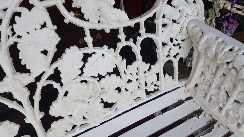 Victorian Coalbrookdale Oak and Ivy Design Bench View VI