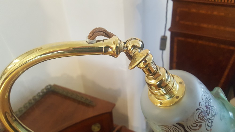 Early 20thC brass adjustable desk lamp View V