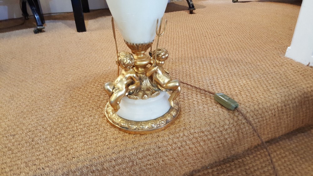 Early 20thC alabaster and gilt table lamp View II