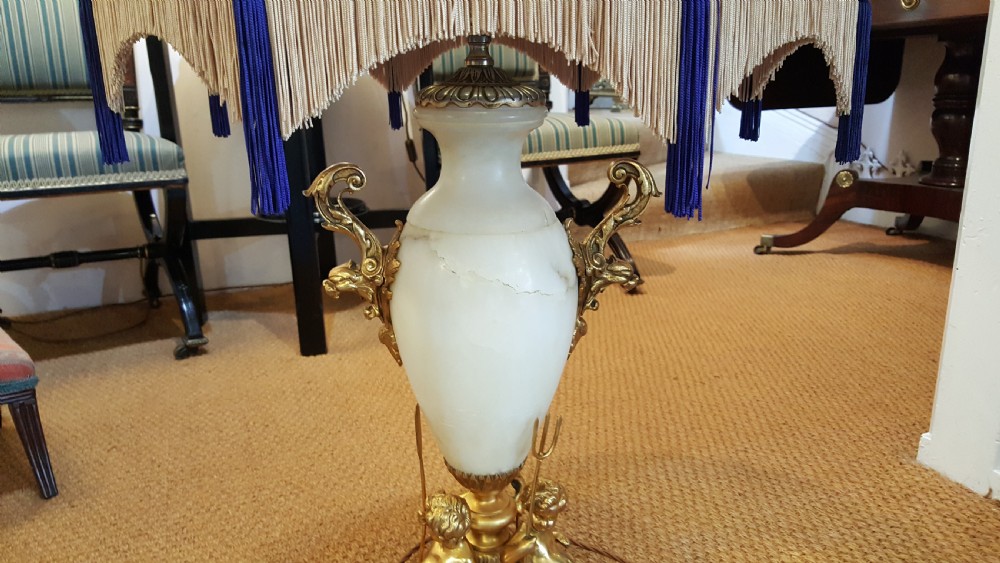 Early 20thC alabaster and gilt table lamp View III