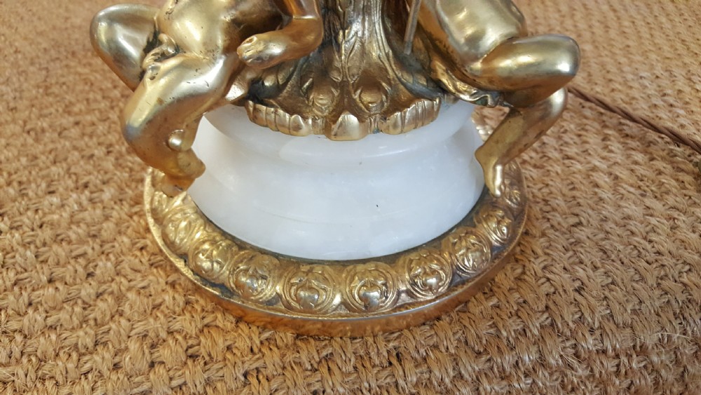 Early 20thC alabaster and gilt table lamp View IV