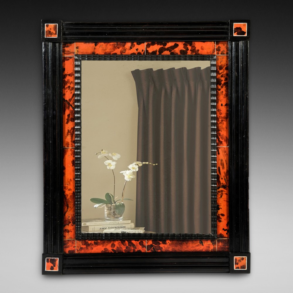 George III Ebony and Tortoiseshell Wall Mirror