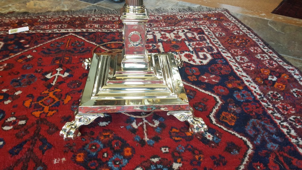 Victorian brass standard oil lamp View II