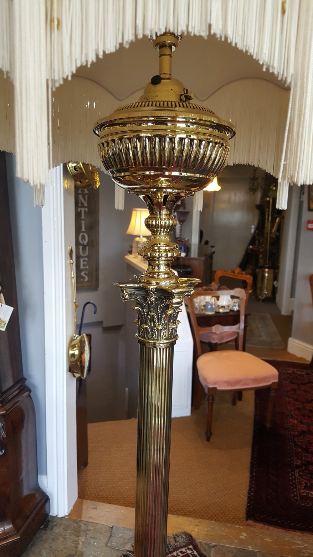 Victorian brass standard oil lamp View III