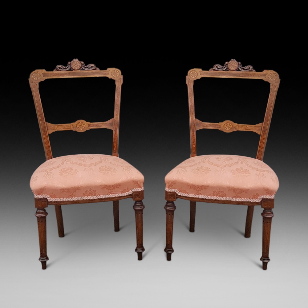 Pair of Victorian Walnut Salon Chairs