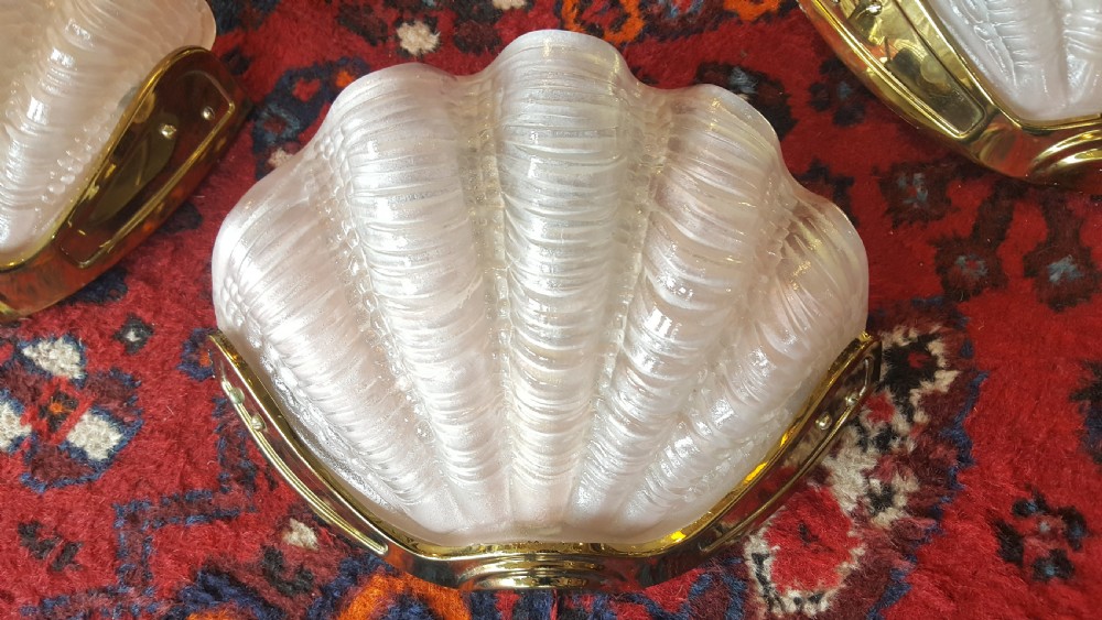 Trio of Art Deco Clam Shell Wall Lights View III