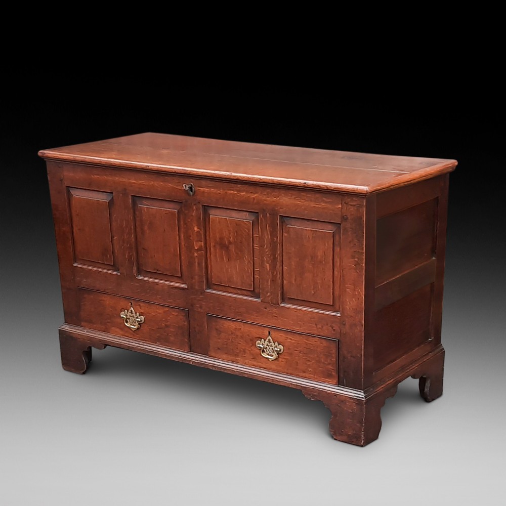 18th century panelled oak mule chest