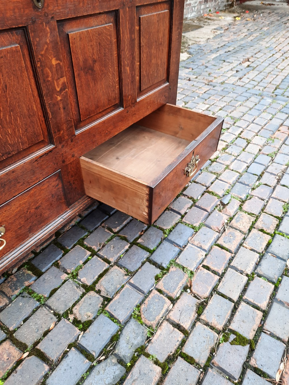 18th century panelled oak mule chest View IV