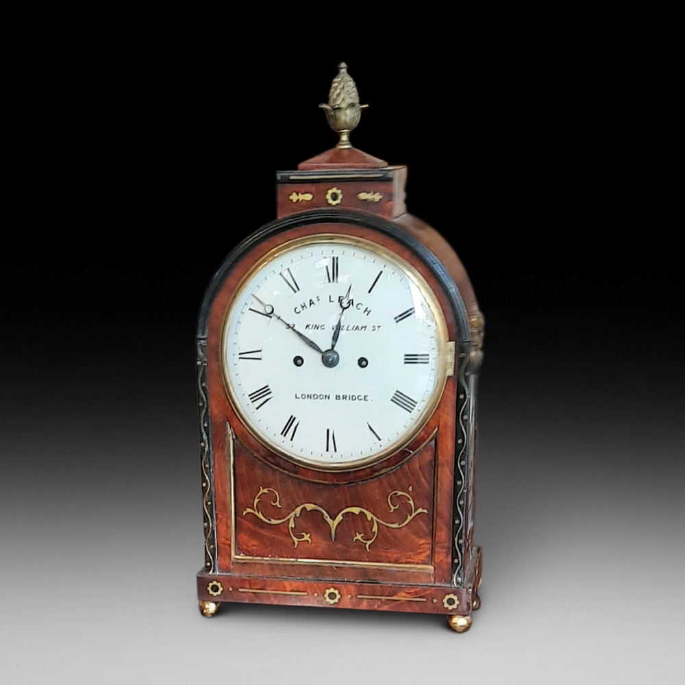 William IV Brass Inlaid Mahogany Mantel Clock