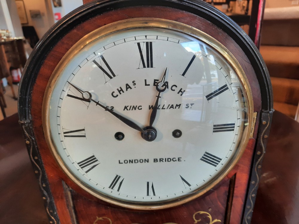 William IV Brass Inlaid Mahogany Mantel Clock View II
