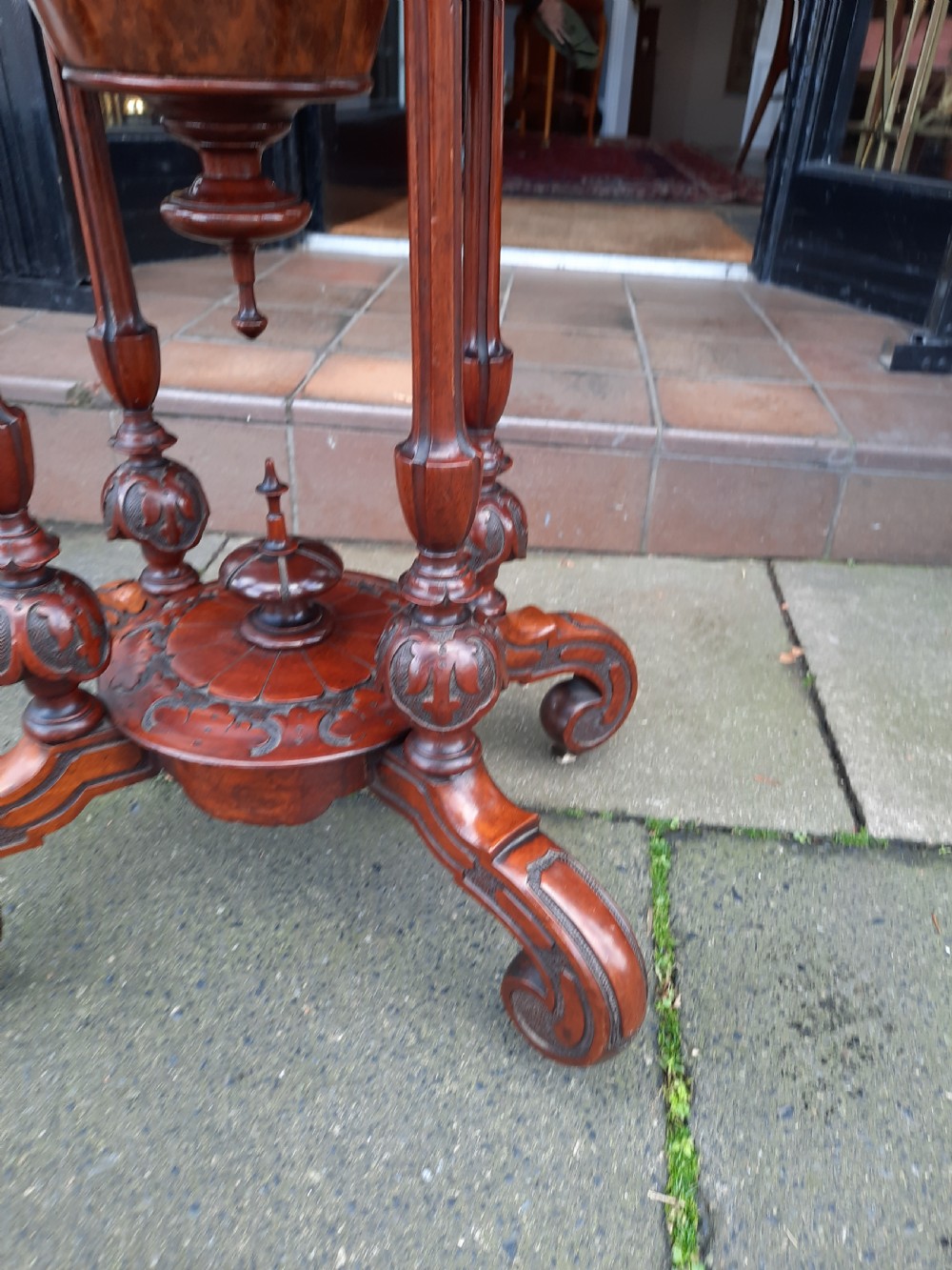 Victorian Burr Walnut Work Table View IV